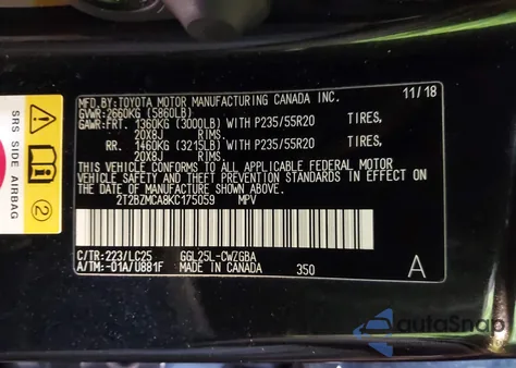 2019 Lexus Rx 350 F Sport from USA, damaged, VIN 2T2BZMCA8KC175059